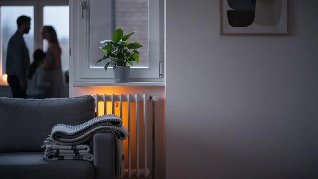 Intérieur chaleureux d'une maison familiale européenne au petit matin, illustrant les écogestes du quotidien